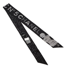 Load image into Gallery viewer, CHANEL Chanel logo scarf Black/Gray Silk100%
