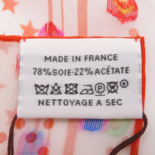 将图像加载到图库查看器中，HERMES Carre Sangle en Zigzag Zig Zag Pois Rainbow Size 60 Orange/Multicolor Silk78% Acetate22%
