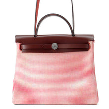 将图像加载到图库查看器中，HERMES Herbag Zip Le Tourne Framboise/Rouge H/White Vache Hunter Leather Toile Cadrille Size PM
