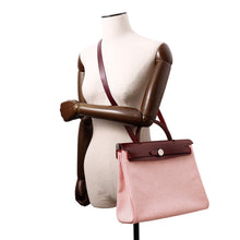 将图像加载到图库查看器中，HERMES Herbag Zip Le Tourne Framboise/Rouge H/White Vache Hunter Leather Toile Cadrille Size PM
