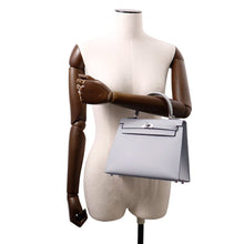 将图像加载到图库查看器中，HERMES Kelly Sellier Blue Gacier Epsom Size 25
