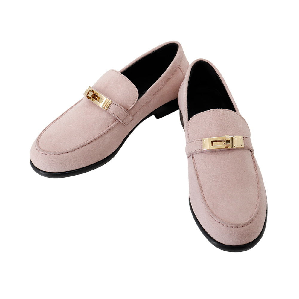 HERMES Mocassins d'Estaing Pink suede Size 36