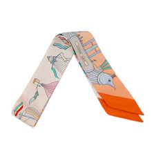 Load image into Gallery viewer, HERMES LES FOLIES DU CIEL Madness in the Sky Twilly Abricot/Vert/Multicolor Silk100%
