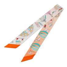 Load image into Gallery viewer, HERMES LES FOLIES DU CIEL Madness in the Sky Twilly Abricot/Vert/Multicolor Silk100%
