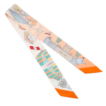 Load image into Gallery viewer, HERMES LES FOLIES DU CIEL Madness in the Sky Twilly Abricot/Vert/Multicolor Silk100%

