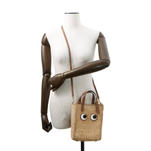 Load image into Gallery viewer, ANYA HINDMARCH Eyes N/S 2WAY Tote Bag Beige/Brown5050925189057 Raffia Leather Size Mini
