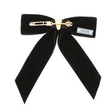 Load image into Gallery viewer, PRADA Logo Ribbon Hairclip Black1IF154 Velvet
