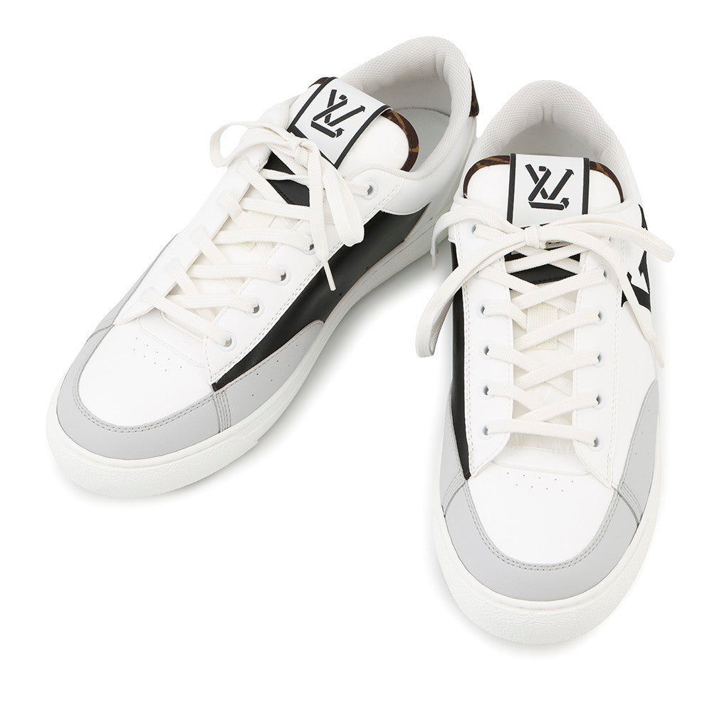 LOUIS VUITTON Charlie Line Sneakers White/Black/Gray1A9JNA Leather Monogram・Nylon Size 9