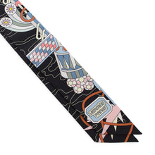 将图像加载到图库查看器中，HERMES Twilly Odyssey Black/Blue Ciel/Rose Silk100%
