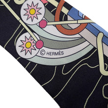 将图像加载到图库查看器中，HERMES Twilly Odyssey Black/Blue Ciel/Rose Silk100%
