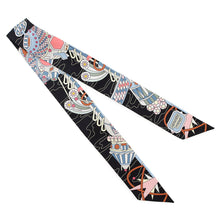 将图像加载到图库查看器中，HERMES Twilly Odyssey Black/Blue Ciel/Rose Silk100%
