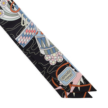 将图像加载到图库查看器中，HERMES Twilly Odyssey Black/Blue Ciel/Rose Silk100%

