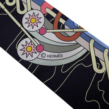 将图像加载到图库查看器中，HERMES Twilly Odyssey Black/Blue Ciel/Rose Silk100%
