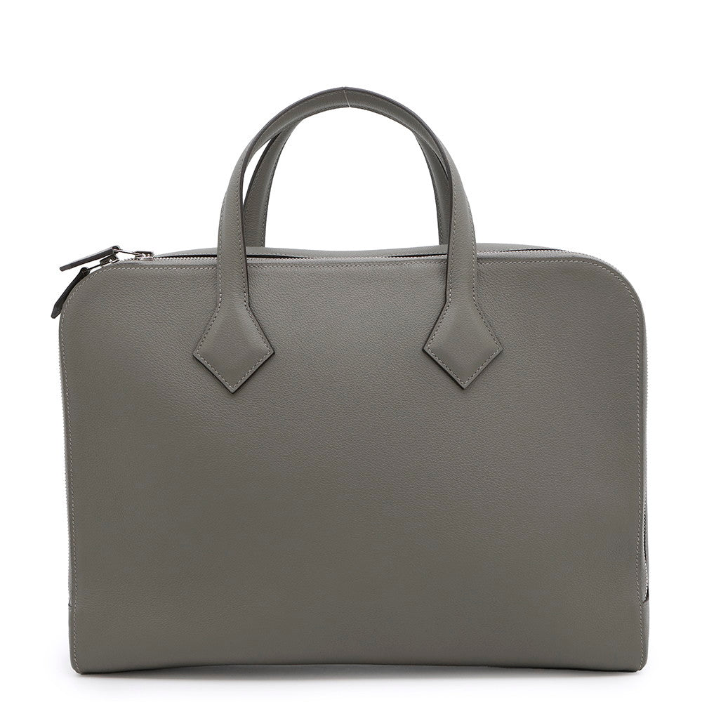 HERMES Victoria light Gris Meyer Evercolor Size 38