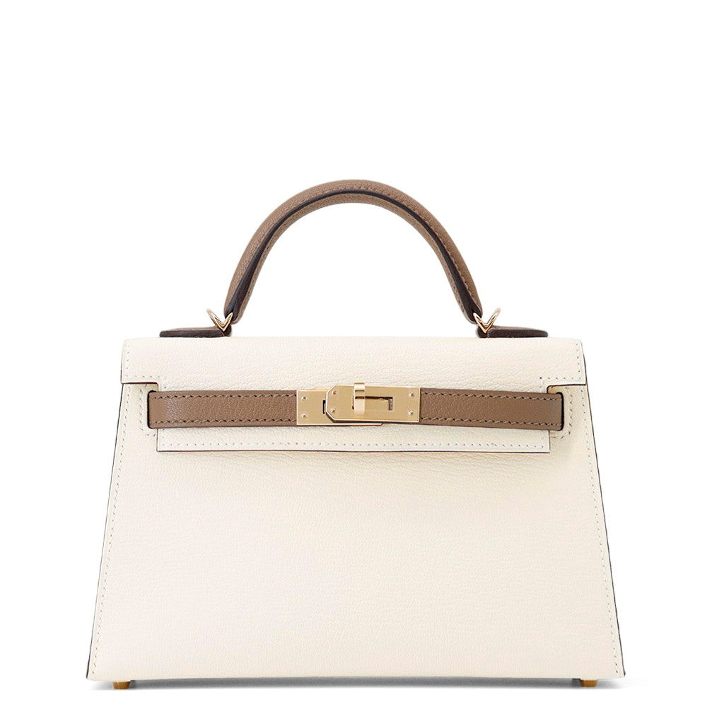 HERMES Mini Kelly 2 SPO Nata / Etoupe Chevre Myzore Goatskin