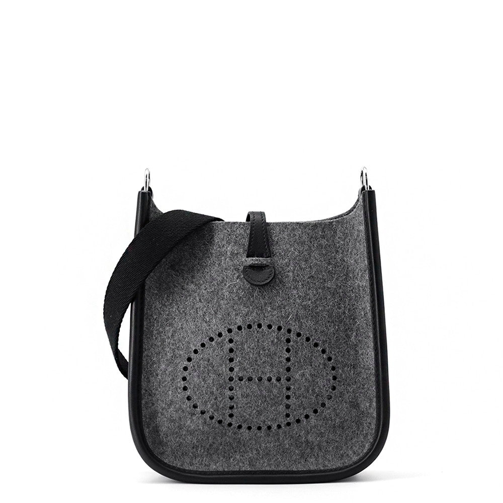 HERMES Evelyne Black/Grimoire Felt Swift Leather Size TPM