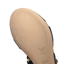 将图像加载到图库查看器中，LOUIS VUITTON Denim Wedge Sandals Navy Monogram Denim Leather Size 36H
