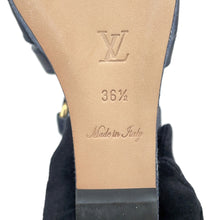 将图像加载到图库查看器中，LOUIS VUITTON Denim Wedge Sandals Navy Monogram Denim Leather Size 36H
