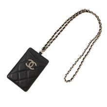 Load image into Gallery viewer, CHANEL Matelasse CC Logo ChainStrap Card Case BlackA01745 Lambskin
