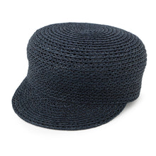 Load image into Gallery viewer, HERMES Side Serie Button Cap Size 58 Navy Raffia
