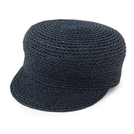 HERMES Side Serie Button Cap Size 58 Navy Raffia