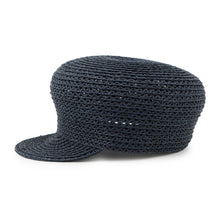 Load image into Gallery viewer, HERMES Side Serie Button Cap Size 58 Navy Raffia
