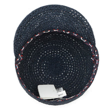 Load image into Gallery viewer, HERMES Side Serie Button Cap Size 58 Navy Raffia
