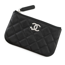 Load image into Gallery viewer, CHANEL Matelasse Star CC Logo Zip Pouch Coin Purse BlackAP4811 Soft Caviar Leather/Rhinestone
