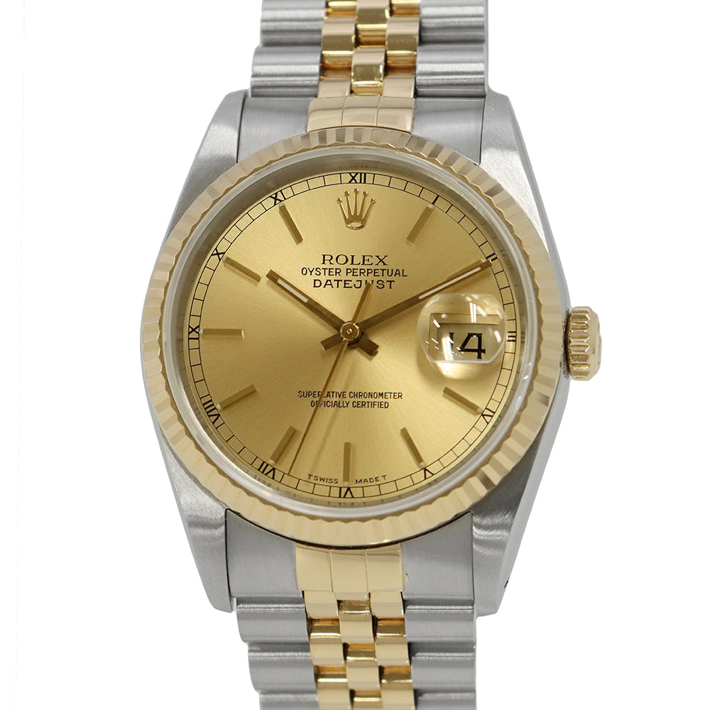 ROLEX Datejust W36mm Stainless Steel K18YG Champagne Dial16233