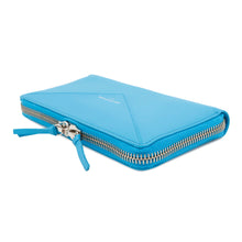 将图像加载到图库查看器中，BALENCIAGA Paper Continental Zip Around Wallet, Long Cloth Light Blue381226 Leather
