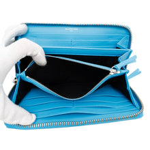 将图像加载到图库查看器中，BALENCIAGA Paper Continental Zip Around Wallet, Long Cloth Light Blue381226 Leather

