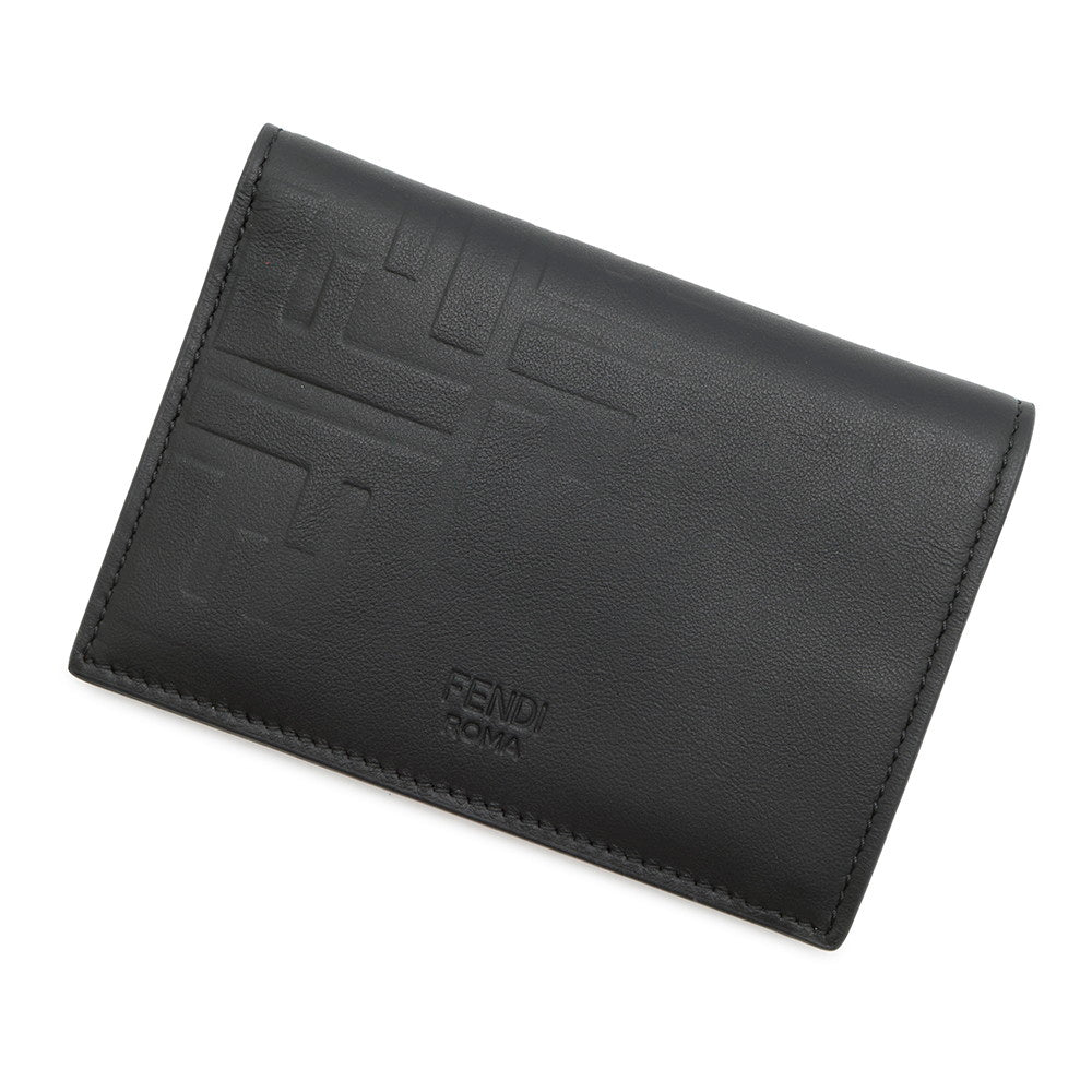 FENDI Zucca Bi-fold Card Case Black/Red7M0288 Leather