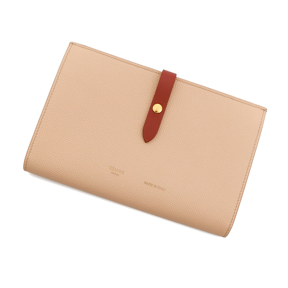 CELINE Multi-function Bifold Wallet Beige/Red104873 Leather