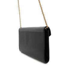 将图像加载到图库查看器中，CELINE Pocket Large Flap Chain Wallet Black/Pink105213 Leather
