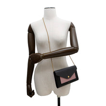 将图像加载到图库查看器中，CELINE Pocket Large Flap Chain Wallet Black/Pink105213 Leather

