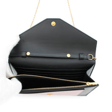 将图像加载到图库查看器中，CELINE Pocket Large Flap Chain Wallet Black/Pink105213 Leather
