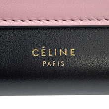 将图像加载到图库查看器中，CELINE Pocket Large Flap Chain Wallet Black/Pink105213 Leather
