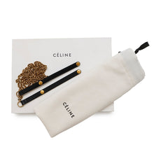 将图像加载到图库查看器中，CELINE Pocket Large Flap Chain Wallet Black/Pink105213 Leather
