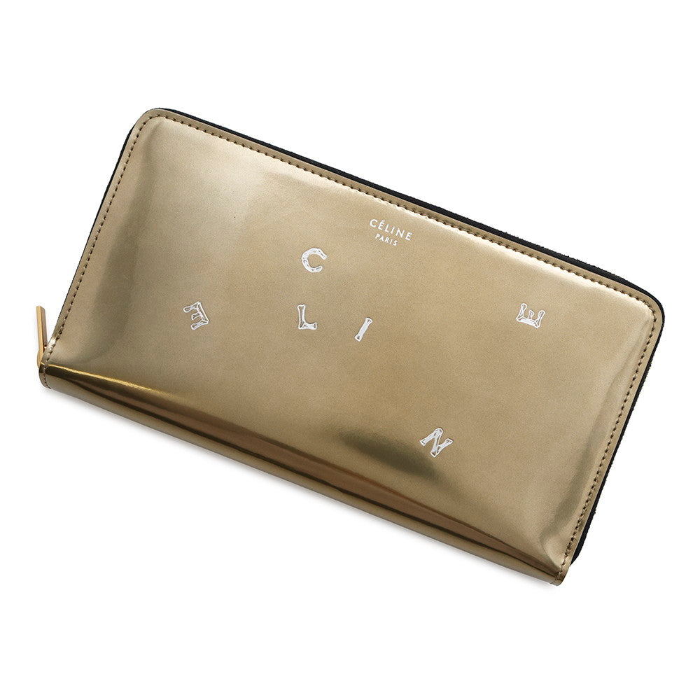 CELINE Alphabet Large Zipped Multifunction Holiday Collection Light Gold105003 Patent Leather