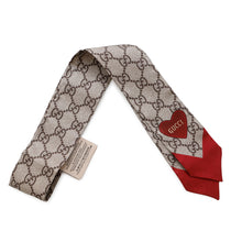 将图像加载到图库查看器中，GUCCI GG Heart Pattern Scarf Beige/Red653020 Silk100%
