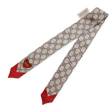 将图像加载到图库查看器中，GUCCI GG Heart Pattern Scarf Beige/Red653020 Silk100%
