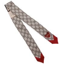 将图像加载到图库查看器中，GUCCI GG Heart Pattern Scarf Beige/Red653020 Silk100%

