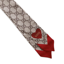 将图像加载到图库查看器中，GUCCI GG Heart Pattern Scarf Beige/Red653020 Silk100%

