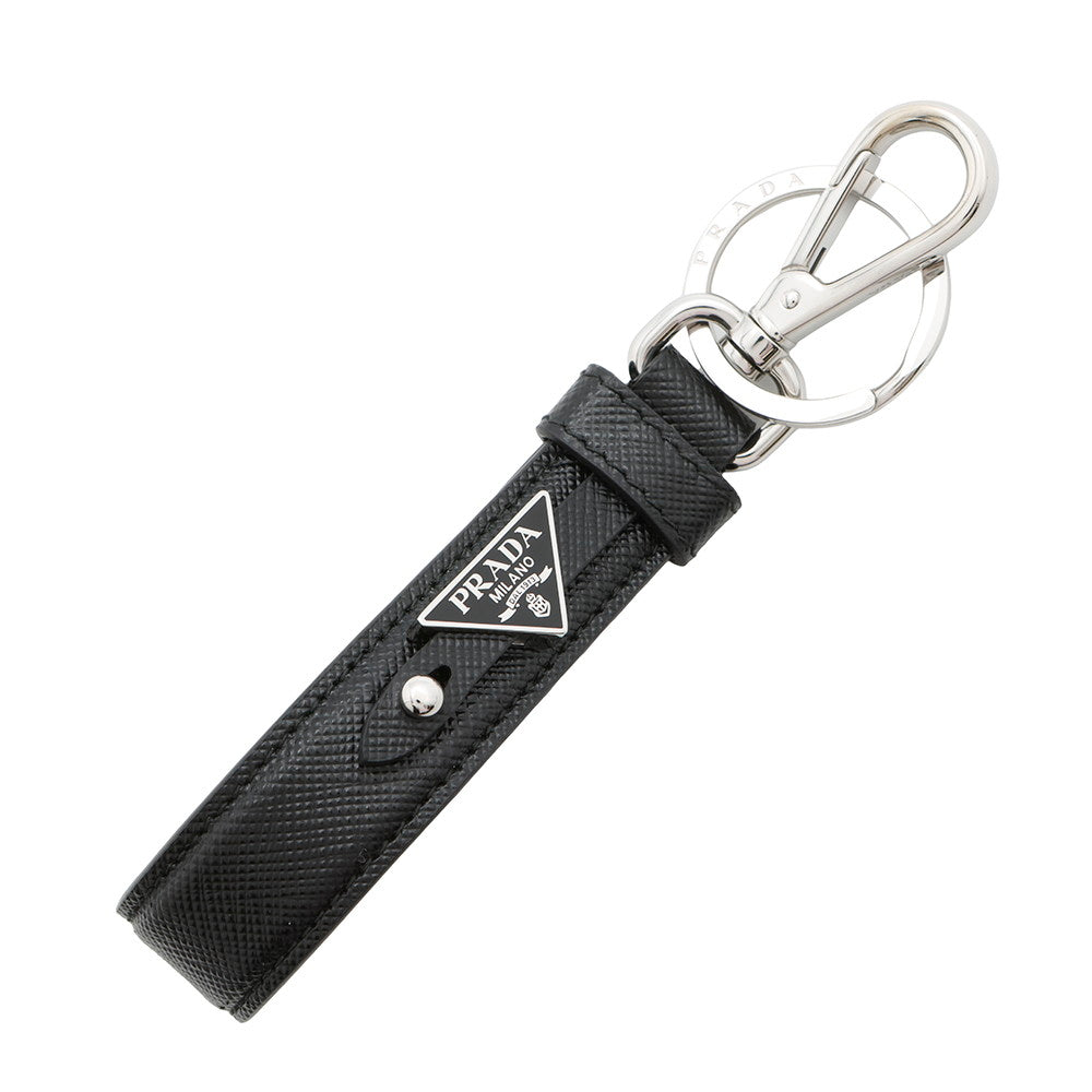 PRADA Triangle Plate Keychain Black2PP68T Leather