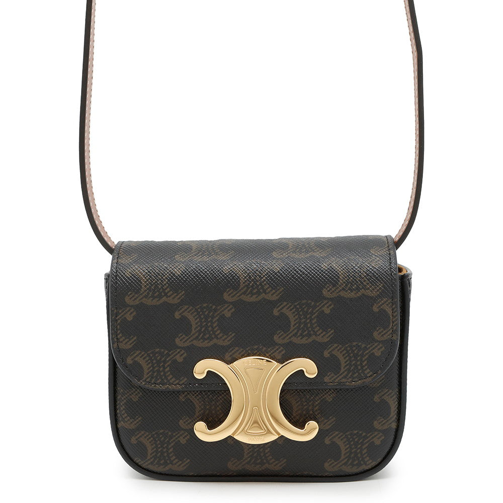 CELINE Triomphe Claude Shoulder Bag Tan10I512DQB PVC Leather Size Mini