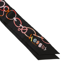 将图像加载到图库查看器中，HERMES Twilly DO RE BOUCLES Black/Rose/Multicolor Silk100%
