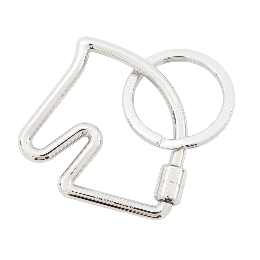 HERMES Cheval Key Ring Silver Metal