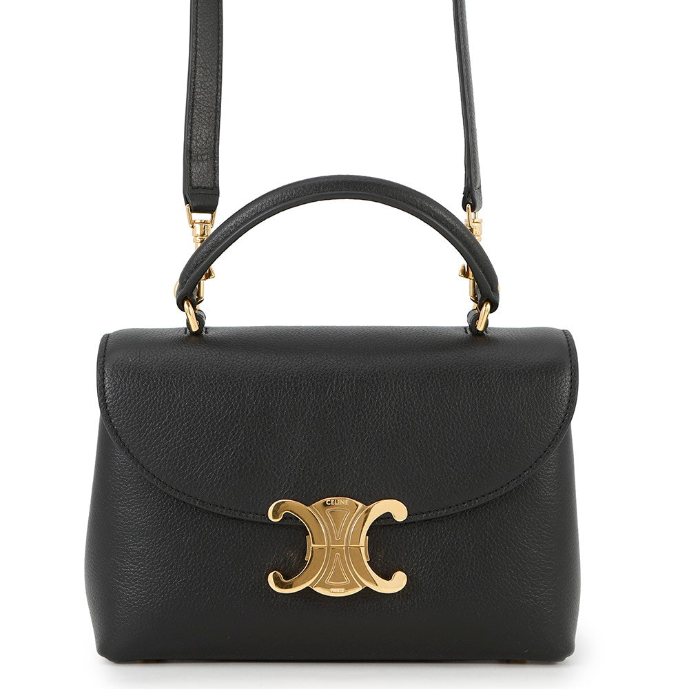 CELINE Teen Nino 2-Way Handbag Black118113FXK.38NO Supple Grained Calf Leather