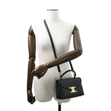 Load image into Gallery viewer, CELINE Teen Nino 2-Way Handbag Black118113FXK.38NO Supple Grained Calf Leather
