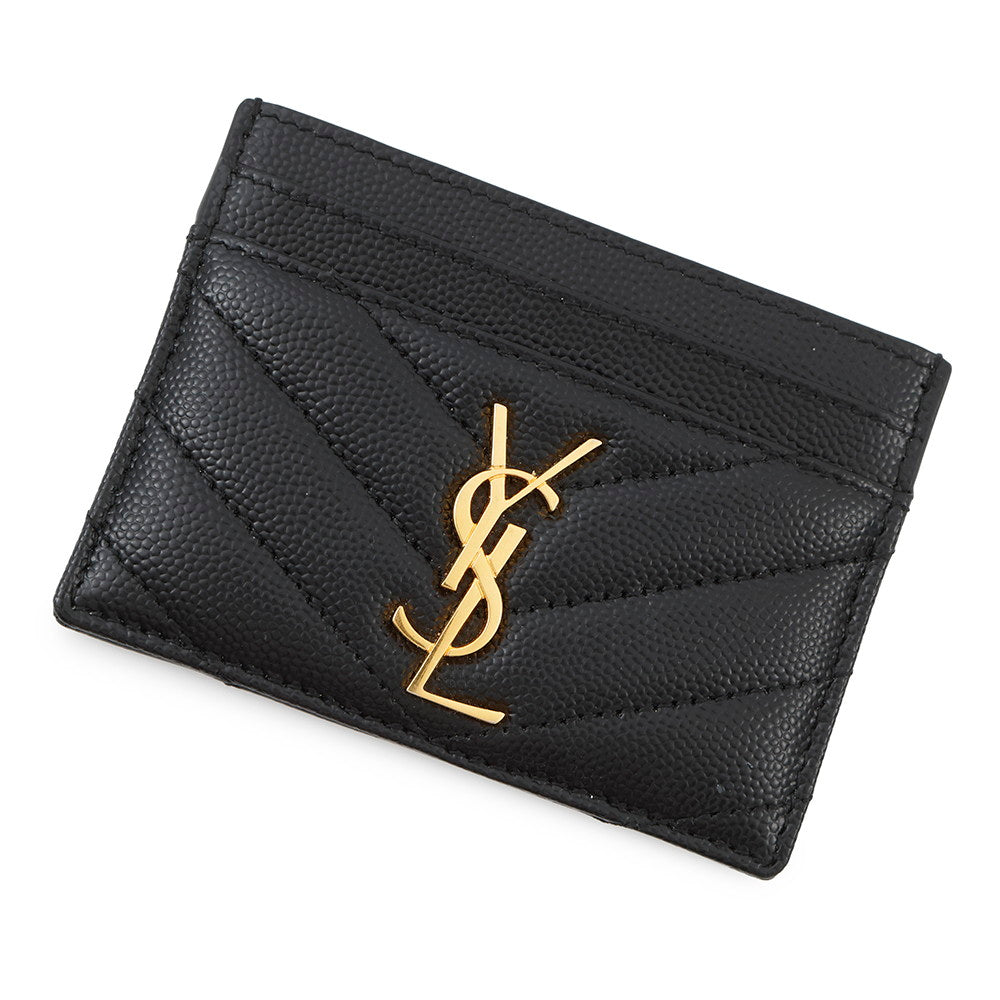 SAINT LAURENT PARIS Monogram Quilted Card Case Black423291 Calf Leather